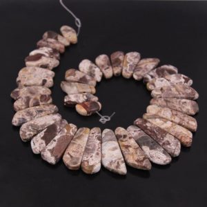 Top Drilled Slice Slabs,Natural Ocean Jasper Stick Beads strand,Natural Sea Stone Graduated Pendants Necklace Findings Crafts Bulk | Natural genuine other-shape Gemstone beads for beading and jewelry making.  #jewelry #beads #beadedjewelry #diyjewelry #jewelrymaking #beadstore #beading #affiliate #ad