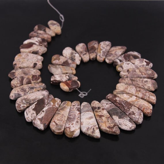 Top Drilled Slice Slabs,natural Ocean Jasper Stick Beads Strand,natural Sea Stone Graduated Pendants Necklace Findings Crafts Bulk