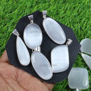 Shop Selenite Pendants! Top Quality !! Natural White Selenite Pendant, Natural Selenite Gemstone Bezel Pendant, Silver Plated Necklace Pendant Jewelry | Natural genuine Selenite pendants. Buy crystal jewelry, handmade handcrafted artisan jewelry for women.  Unique handmade gift ideas. #jewelry #beadedpendants #beadedjewelry #gift #shopping #handmadejewelry #fashion #style #product #pendants #affiliate #ad