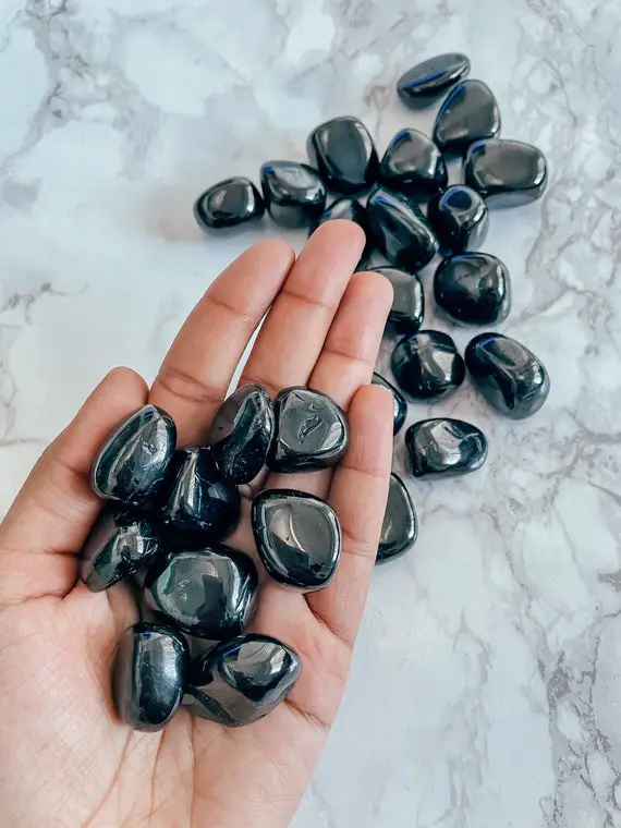Tumbled Jet, Ethically Sourced Black Owned Lignite Stone Metaphysical Healing Crystal Gemstone Stone Gift For Protection And Grounding