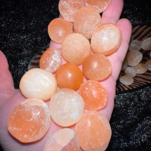 Shop Tumbled Selenite Crystals & Pocket Stones! Tumbled Peach Selenite | Natural genuine stones & crystals in various shapes & sizes. Buy raw cut, tumbled, or polished gemstones for making jewelry or crystal healing energy vibration raising reiki stones. #crystals #gemstones #crystalhealing #crystalsandgemstones #energyhealing #affiliate #ad