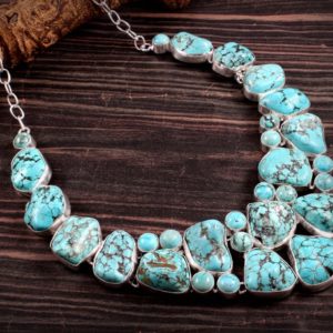 Turquoise Necklace, Unusual Shape Turquoise, Turquoise Raw Stone Necklace ,Rough Stone Necklace | Natural genuine Gemstone necklaces. Buy crystal jewelry, handmade handcrafted artisan jewelry for women.  Unique handmade gift ideas. #jewelry #beadednecklaces #beadedjewelry #gift #shopping #handmadejewelry #fashion #style #product #necklaces #affiliate #ad