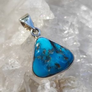 Shop Turquoise Pendants! Turquoise Raw Stone Healing Stone Pendant 925 Sterling Silver Handmade Unique A1290 | Natural genuine Turquoise pendants. Buy crystal jewelry, handmade handcrafted artisan jewelry for women.  Unique handmade gift ideas. #jewelry #beadedpendants #beadedjewelry #gift #shopping #handmadejewelry #fashion #style #product #pendants #affiliate #ad