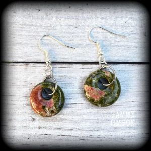 Shop Unakite Earrings! Unakite earrings Gemstone earrings Gemstone ear weights Unakite jewelry Tunnel friendly Gauged earrings 14g 12g 10g 8g 6g 4g 2g 0g 00g 12mm | Natural genuine Unakite earrings. Buy crystal jewelry, handmade handcrafted artisan jewelry for women.  Unique handmade gift ideas. #jewelry #beadedearrings #beadedjewelry #gift #shopping #handmadejewelry #fashion #style #product #earrings #affiliate #ad