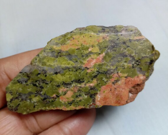 Unakite - Natural Unakite Rough Slab - Lapidary Slab - Specimen  Mineral  181.00ct. 65x35x7mm