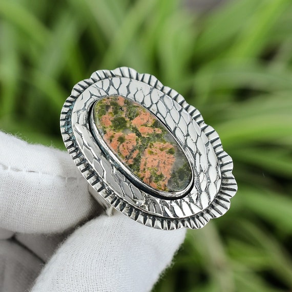 Unakite Ring 925 Sterling Silver Ring Ring Size 8.75 Premium Jewelry Awesome Gemstone Ring Handmade Unakite Jewelry Perfect Gift For Bridal