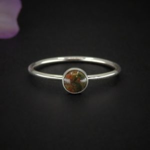 Shop Unakite Rings! Unakite Ring – Made to Order – Sterling Silver – Dainty Unakite Stacking Ring – Stackable Unakite Jewelry – Green & Pink Gemstone Stack Ring | Natural genuine Unakite rings, simple unique handcrafted gemstone rings. #rings #jewelry #shopping #gift #handmade #fashion #style #affiliate #ad