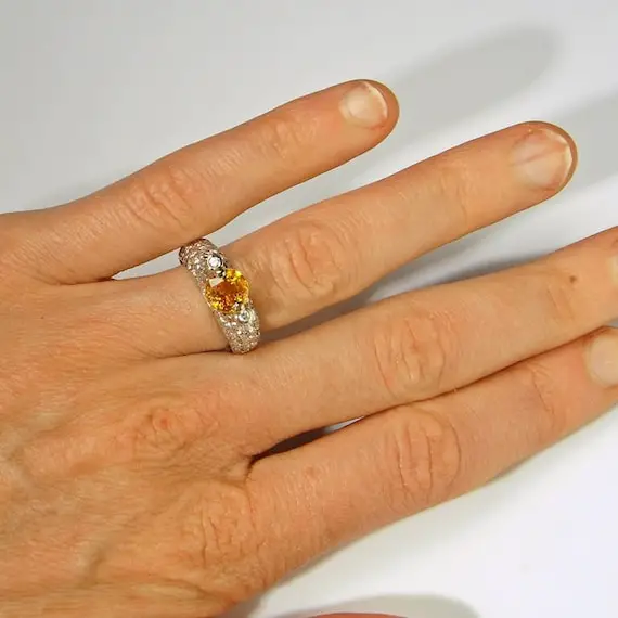 Unheated Yellow Sapphire Ring Yellow Sapphire Diamond Ring Solitaire Sapphire Engagement Rings Sapphire Anniversary Ring Birthstone Unisex