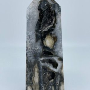 Shop Ocean Jasper Points & Wands! UNIQUE Ocean Jasper Point with Druzy | Natural genuine stones & crystals in various shapes & sizes. Buy raw cut, tumbled, or polished gemstones for making jewelry or crystal healing energy vibration raising reiki stones. #crystals #gemstones #crystalhealing #crystalsandgemstones #energyhealing #affiliate #ad