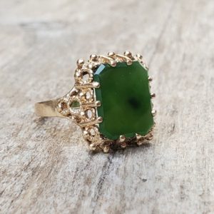 Shop Jade Rings! Vintage 10K Jade Ring | Natural genuine Jade rings, simple unique handcrafted gemstone rings. #rings #jewelry #shopping #gift #handmade #fashion #style #affiliate #ad