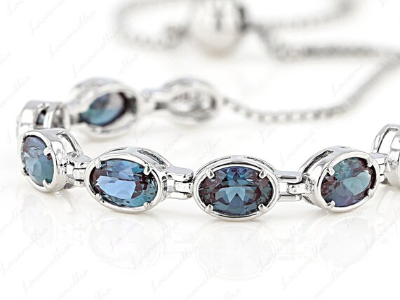 Vintage Alexandrite Bolo Bracelet, Alexandrite Adjustable Chain Link Bracelet, Minimalist Gemstone Beaded Charm Bracelet Gifts For Mother
