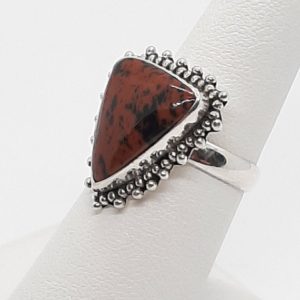 Shop Mahogany Obsidian Rings! Vintage Sterling Mahogany Obsidian Ring | Natural genuine Mahogany Obsidian rings, simple unique handcrafted gemstone rings. #rings #jewelry #shopping #gift #handmade #fashion #style #affiliate #ad