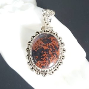 Shop Mahogany Obsidian Pendants! Vintage Sterling Silver Artisan Crafted Mahogany Obsidian Pendant | Natural genuine Mahogany Obsidian pendants. Buy crystal jewelry, handmade handcrafted artisan jewelry for women.  Unique handmade gift ideas. #jewelry #beadedpendants #beadedjewelry #gift #shopping #handmadejewelry #fashion #style #product #pendants #affiliate #ad