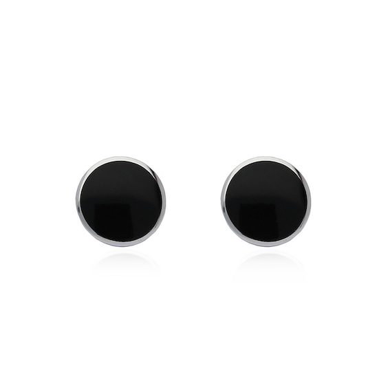 Sterling Silver Whitby Jet 5mm Round Stud Earrings
