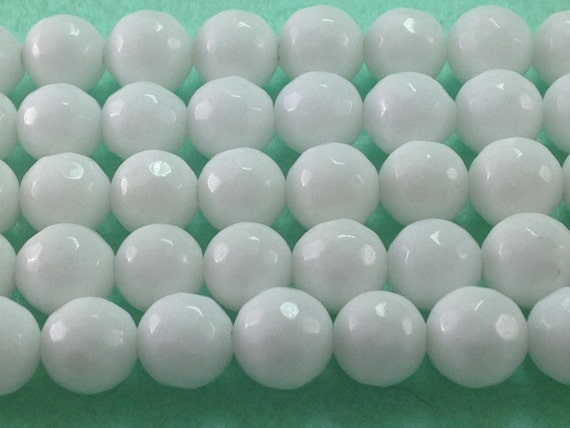White Jade Faceted Beads , Gemstone Loose Beads  6mm 8mm 10mm 12mm