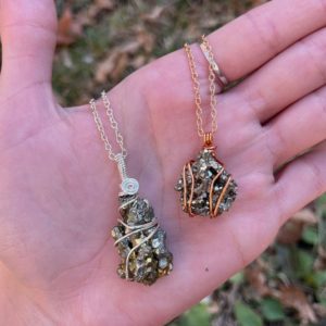 Shop Pyrite Pendants! Wire-wrapped pyrite pendant necklace | Pyrite pendant on gold necklace | Natural genuine Pyrite pendants. Buy crystal jewelry, handmade handcrafted artisan jewelry for women.  Unique handmade gift ideas. #jewelry #beadedpendants #beadedjewelry #gift #shopping #handmadejewelry #fashion #style #product #pendants #affiliate #ad