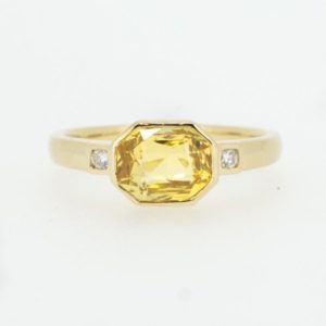 Shop Yellow Sapphire Rings! Yellow Gold Bezel Set Yellow Sapphire Ring Unheated Sapphire Ring | Natural genuine Yellow Sapphire rings, simple unique handcrafted gemstone rings. #rings #jewelry #shopping #gift #handmade #fashion #style #affiliate #ad