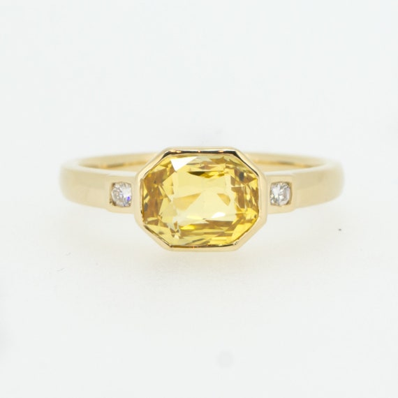 Yellow Gold Bezel Set Yellow Sapphire Ring Unheated Sapphire Ring