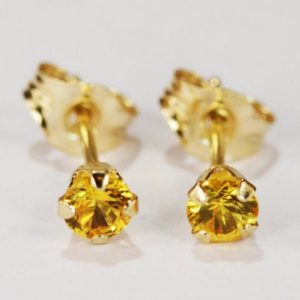 Yellow Sapphire Earrings~14 KT Yellow Gold~3mm Round Cut~Genuine Natural Mined | Natural genuine Yellow Sapphire earrings. Buy crystal jewelry, handmade handcrafted artisan jewelry for women.  Unique handmade gift ideas. #jewelry #beadedearrings #beadedjewelry #gift #shopping #handmadejewelry #fashion #style #product #earrings #affiliate #ad