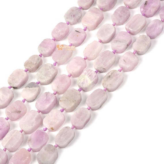 02101 Natural Kunzite Raw Flat Freeform Rounded Rectangle Oval Loose Beads Diy Jewelry Making