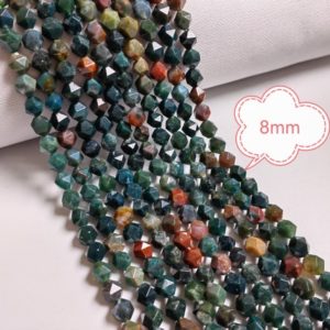 Shop Bloodstone Faceted Beads! 1 Full Strand Faceted Bloodstone Beads, 8mm Star Cut Gemstone Beads. Faceted Star Cut Stone Beads, DIY Bracelet Beads, Jewelry Making, A221 | Natural genuine faceted Bloodstone beads for beading and jewelry making.  #jewelry #beads #beadedjewelry #diyjewelry #jewelrymaking #beadstore #beading #affiliate #ad