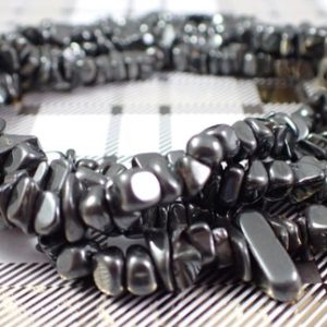Shop Hematite Chip & Nugget Beads! 1 Full Strand Natural Hematite Crystal Beads – Small Rounded Chip Beads – Silver Gray Bright Metallic Hematite Chip Beads #S7307 | Natural genuine chip Hematite beads for beading and jewelry making.  #jewelry #beads #beadedjewelry #diyjewelry #jewelrymaking #beadstore #beading #affiliate #ad