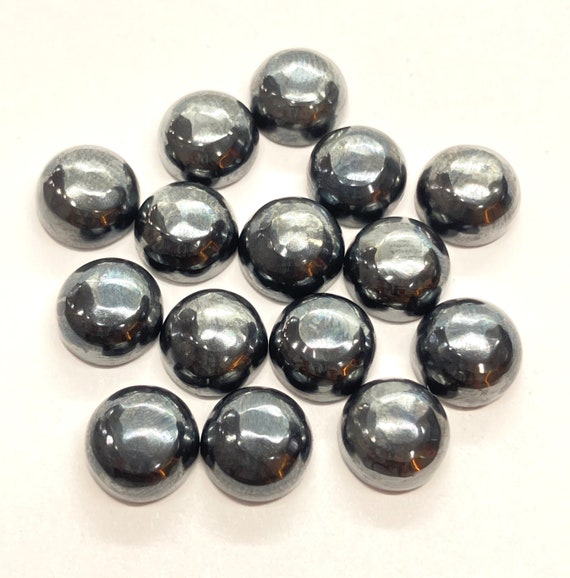 Natural Round Hematite Cabochon Flat Back 100% Quality Loose Gemstone Sizes 4,5,6,7,8,9,10,11,12,13,14,15,16,18,20,22,24,25,26,28,30 Mm