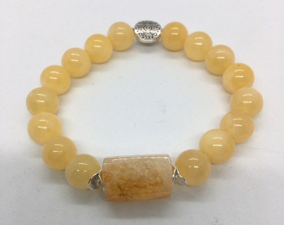 14 And 10mm ~ Aragonite And Citrine Reiki Charged Bracelet