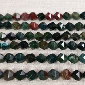 Shop Bloodstone Faceted Beads! 15" Full Strand Diamond Star Cut Natural Bloodstone Beads ,8mm Genuine Bloodstone Beads,  Nugget Beads , BA-228 | Natural genuine faceted Bloodstone beads for beading and jewelry making.  #jewelry #beads #beadedjewelry #diyjewelry #jewelrymaking #beadstore #beading #affiliate #ad