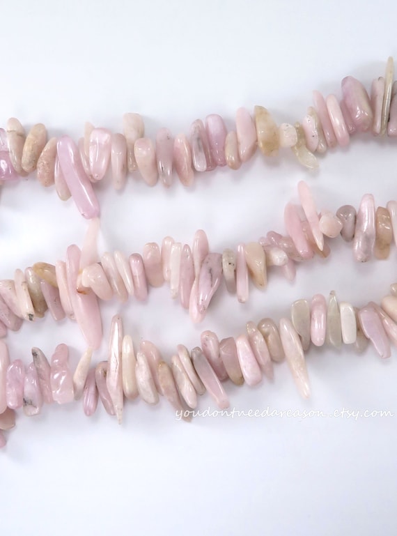 Kunzite Chip Beads For Jewelry Making; 15" Strand | Gemstone Chip Beads | Approximate Chip Size Is 8-30x5-12mm