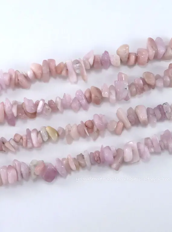 Natural Kunzite Chip Beads For Jewelry Making | Approximate Size: Bead 4-14x3-10mm; Hole 1mm; Strand Length 15"