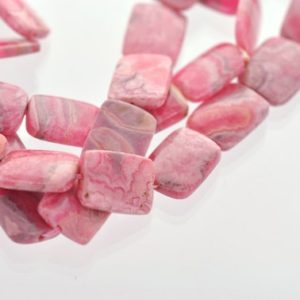 Shop Rhodochrosite Beads! 2 matching Polished Banded RHODOCHROSITE RECTANGLE Beads . 18mm x 13mm . genuine gemstones . non-faceted, rose pink grh0005 | Natural genuine beads Rhodochrosite beads for beading and jewelry making.  #jewelry #beads #beadedjewelry #diyjewelry #jewelrymaking #beadstore #beading #affiliate #ad