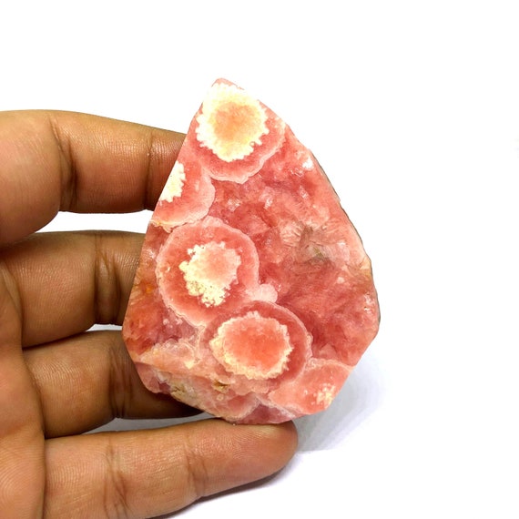 223ct Rare 100% Natural Stunning Rhodochrosite Slice Gemstone Aaatop Quality Rough Material For Jewelry Making Stone Size 68x49x6 Mm Row-003
