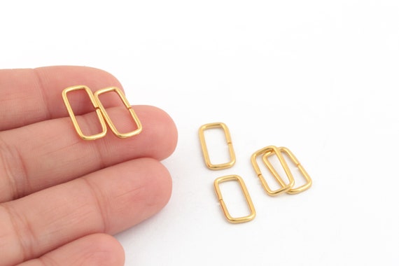 24k Gold Plated Angular Jump Rings, Rectangle Jump Rings, Open Jump Rings, Rectangle Connectors, Jump Rings, 7x15mm, 10pcs,  Al-622