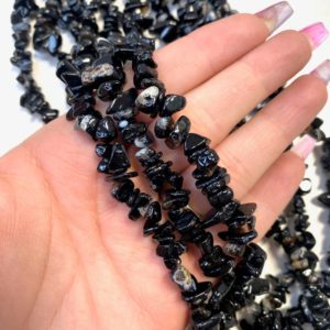 Shop Onyx Chip & Nugget Beads! 32” Black Onyx Bead, Onyx Chip Bead Strand, Onyx Bead Necklace, Beaded Onyx | Natural genuine chip Onyx beads for beading and jewelry making.  #jewelry #beads #beadedjewelry #diyjewelry #jewelrymaking #beadstore #beading #affiliate #ad