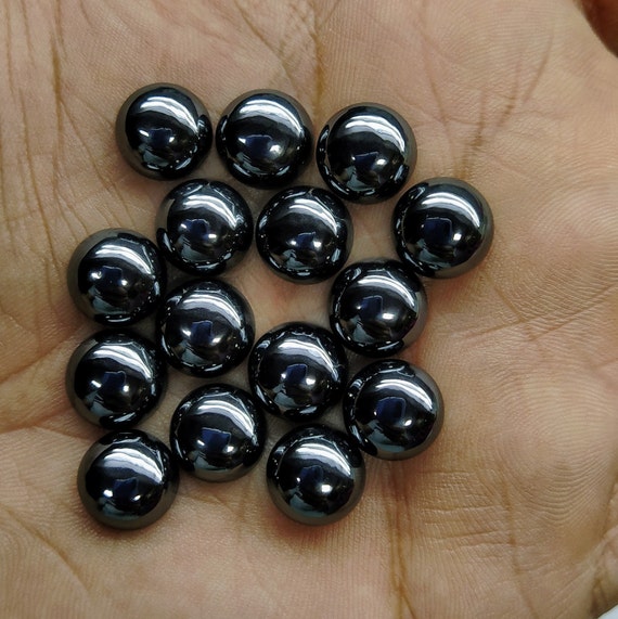 3mm To 40mm Natural Hematite Round Cabochon Flat Back Loose Gemstone 3,4,5,6,7,8,9,10,11,12,13,14,15,16,17,18,19,20,25,30,40 Mm
