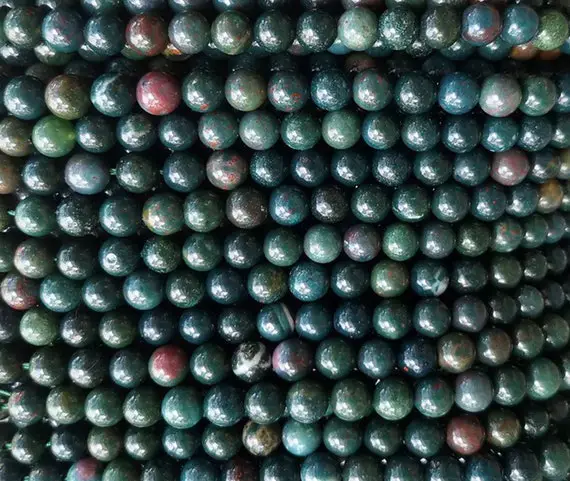4mm-12mm Natural Bloodstone Smooth And Round Beads,  Bloodstone Loose Beads Wholesale Supply.15" Strand