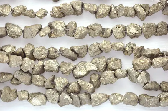 5mm-8mm Pyrite Fools Gold Gemstone Rough Nugget Beads 16" Full Strand Gpy0014