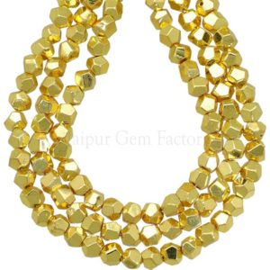 Shop Pyrite Chip & Nugget Beads! 6-7 MM Gold Plated Pyrite Gemstone Nuggets Faceted Loose Beads 16 Inches Full Strand | Natural genuine chip Pyrite beads for beading and jewelry making.  #jewelry #beads #beadedjewelry #diyjewelry #jewelrymaking #beadstore #beading #affiliate #ad