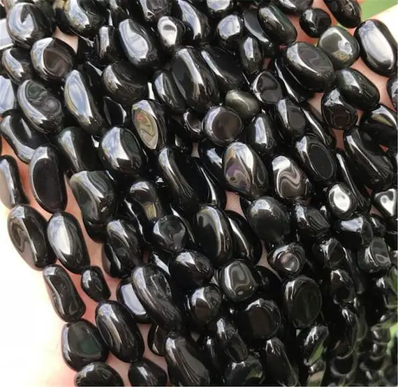 7-8mm Black Onyx Nugget Beads,gemstone Beads , Wholesale Beads ,full Strand