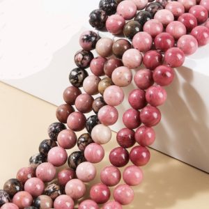 Shop Rhodochrosite Round Beads! 7A Natural Pink Rhodochrosite Round Beads 4mm 6mm 8mm 10mm 12mm, Black & Pink Rhodonite Natural Gemstone Bead Top Quality, Full Strand 15.5" | Natural genuine round Rhodochrosite beads for beading and jewelry making.  #jewelry #beads #beadedjewelry #diyjewelry #jewelrymaking #beadstore #beading #affiliate #ad
