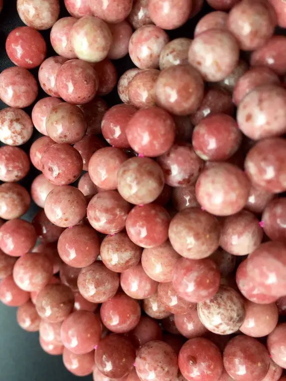 Aa Natural Rhodochrosite  . 6mm 8mm 10mm 12mm . Rhodochrosite Round Beads . Gorgeous Natural Berry Pink Color . High Quality Gemstone 15.5”