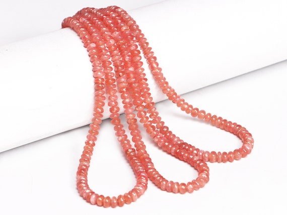 Aa Quality Rhodochrosite Smooth Rondelle Beads, Rhodochrosite Smooth Beads, Rhodochrosite Rondelle Beads, Jewelry Making Beads, Sku2158
