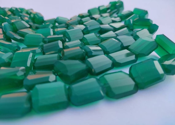 Aaa Green Onyx Faceted Nuggets | 11-14 Mm Green Onyx Faceted Nugget Beads |  8" Natural Green Onyx Faceted Flat Nugget ,  Wholesale Beads |