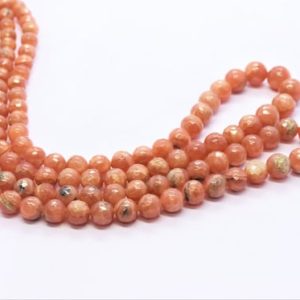 Shop Rhodochrosite Round Beads! Rhodochrosite faceted round shape beads 16 inches strand Rhodochrosite round balls AAA Rhodochrosite beads Jewelry making beading supplies | Natural genuine round Rhodochrosite beads for beading and jewelry making.  #jewelry #beads #beadedjewelry #diyjewelry #jewelrymaking #beadstore #beading #affiliate #ad