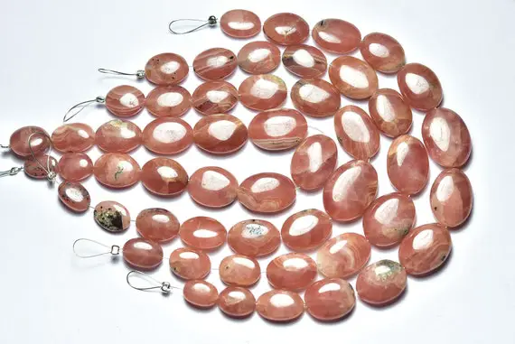 Beautiful Rhodochrosite Oval Beads -  7 Inches - Natural Smooth Rhodochrosite Oval Briolette - Size Is 11x8- 17x12 Mm #1762
