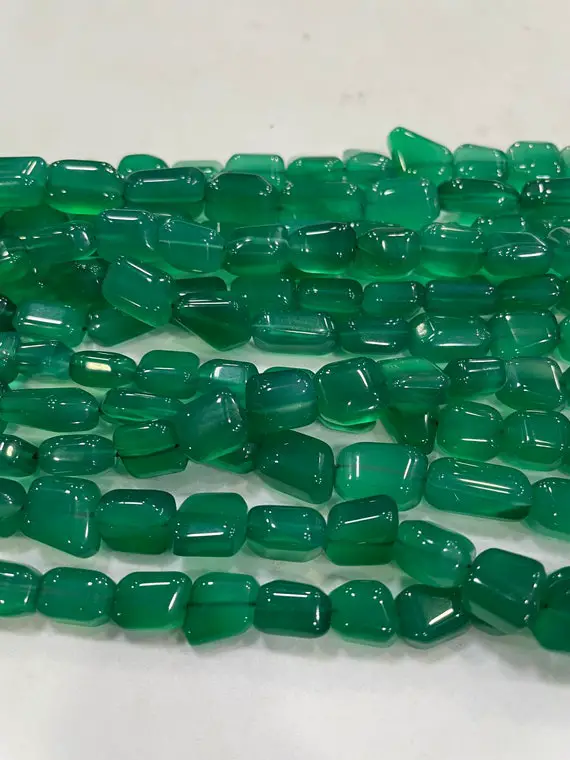 Beautiful Smooth Natural Green Onyx Nugget Beads, 10 Inches Strand 9-12 Mm Smooth Onyx Bead An Amazing Item
