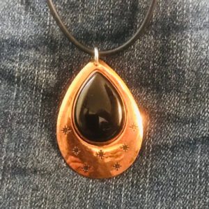 Shop Onyx Pendants! Black Onyx & Copper Pendant Necklace | Natural genuine Onyx pendants. Buy crystal jewelry, handmade handcrafted artisan jewelry for women.  Unique handmade gift ideas. #jewelry #beadedpendants #beadedjewelry #gift #shopping #handmadejewelry #fashion #style #product #pendants #affiliate #ad