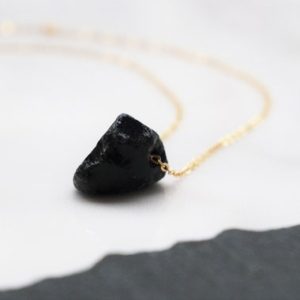 Black Onyx Necklace – Strength Necklace – Healing Stone Pendant – Gift For Her – Rough Cut Gemstone – Raw Crystal Necklace – Chakra Necklace | Natural genuine Onyx necklaces. Buy crystal jewelry, handmade handcrafted artisan jewelry for women.  Unique handmade gift ideas. #jewelry #beadednecklaces #beadedjewelry #gift #shopping #handmadejewelry #fashion #style #product #necklaces #affiliate #ad