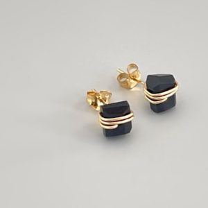 Black Onyx Stud Earrings, Handmade jewelry 14k Gold Fill, Sterling Silver, Rose Gold minimalist dainty raw gemstone posts earrings gift | Natural genuine Onyx earrings. Buy crystal jewelry, handmade handcrafted artisan jewelry for women.  Unique handmade gift ideas. #jewelry #beadedearrings #beadedjewelry #gift #shopping #handmadejewelry #fashion #style #product #earrings #affiliate #ad